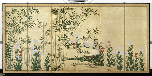 竹に芥子図